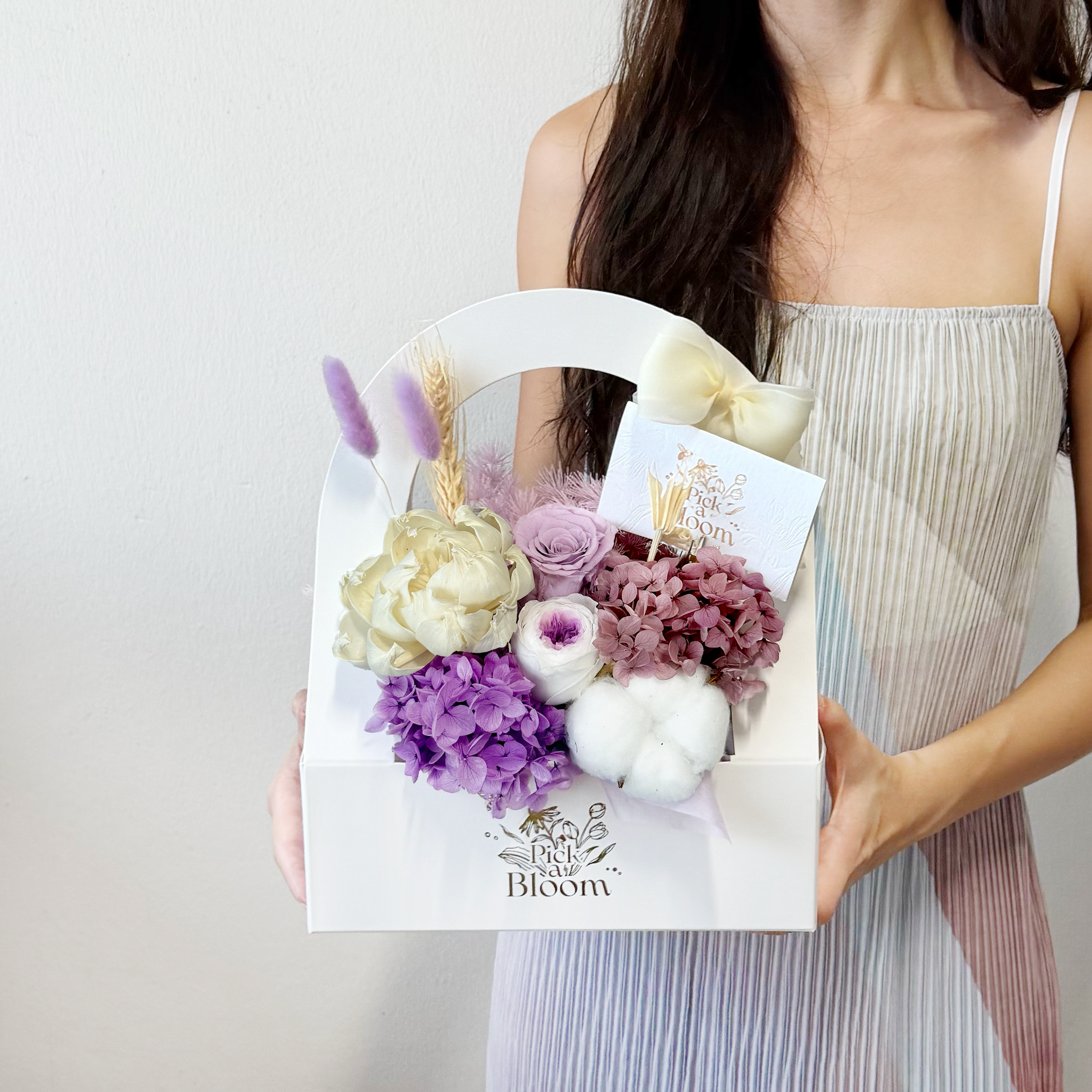 Whimsical Purple Preserved Bloom Box