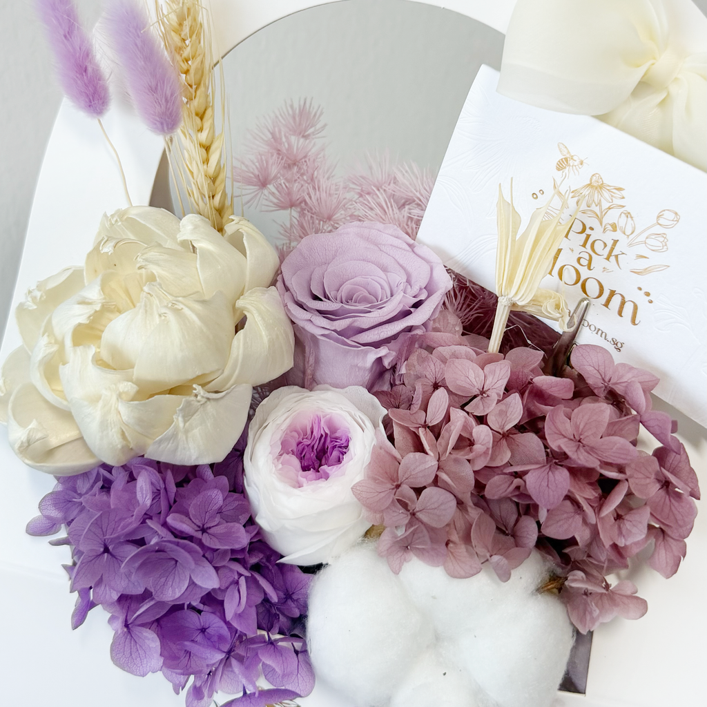 Whimsical Purple Preserved Bloom Box