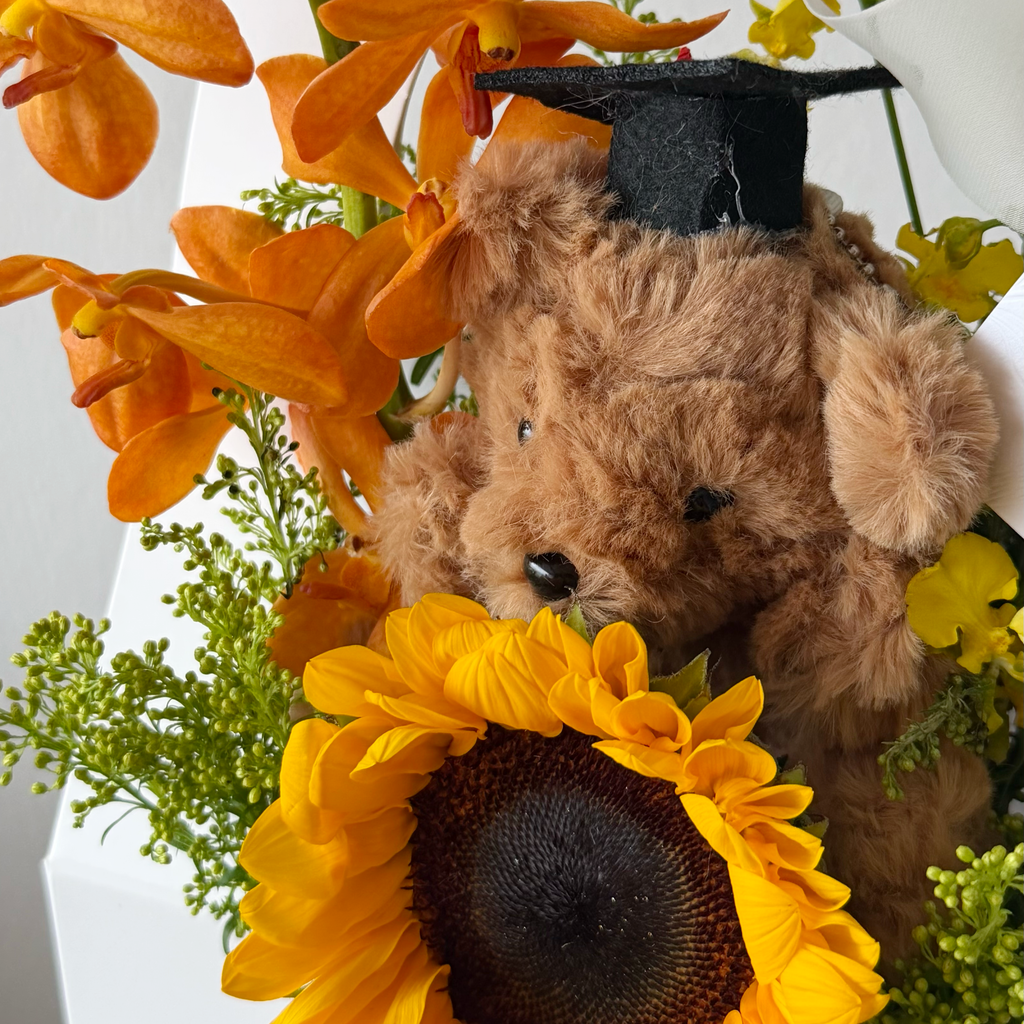 Graduation Bear Bloom Box (Fresh)
